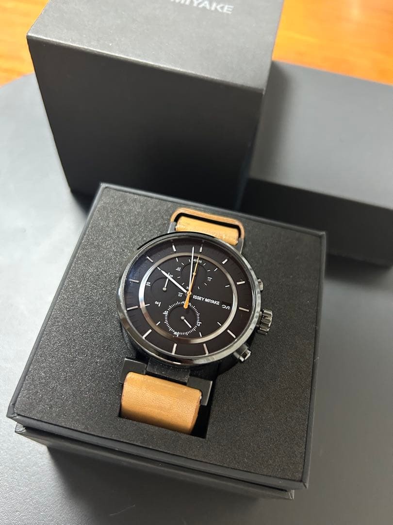 ISSEY MIYAKE SILAY006 Quartz Chronograph 145mm Leather Band Used