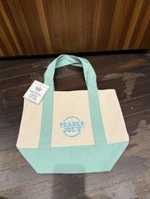 Trader Joe's Mini Pastel Canvas Tote Bag Limited Sold Out "Mint Green" NEW