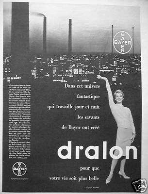 WERBUNG BAYER DIE GELEHRTEN HABEN DRALON GESCHAFFEN, DAMIT DAS LEBEN SCHÖNER WIRD