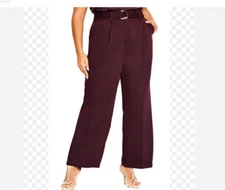 City Chic Woman Wide Leg Belt Pants Plus Size: S/16