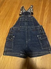 Vtg 90s 1990s 00s Y2K Era Oversized FUBU Light Wash Hip Hop Short Overalls Large