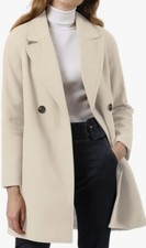 Allegra K Women's Notched Lapel Double Breasted Raglan Winter Coats Size S