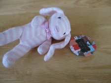 F A O Swartz Pink Stripe Plush 5" Knit  Bunny Rabbit Tags New
