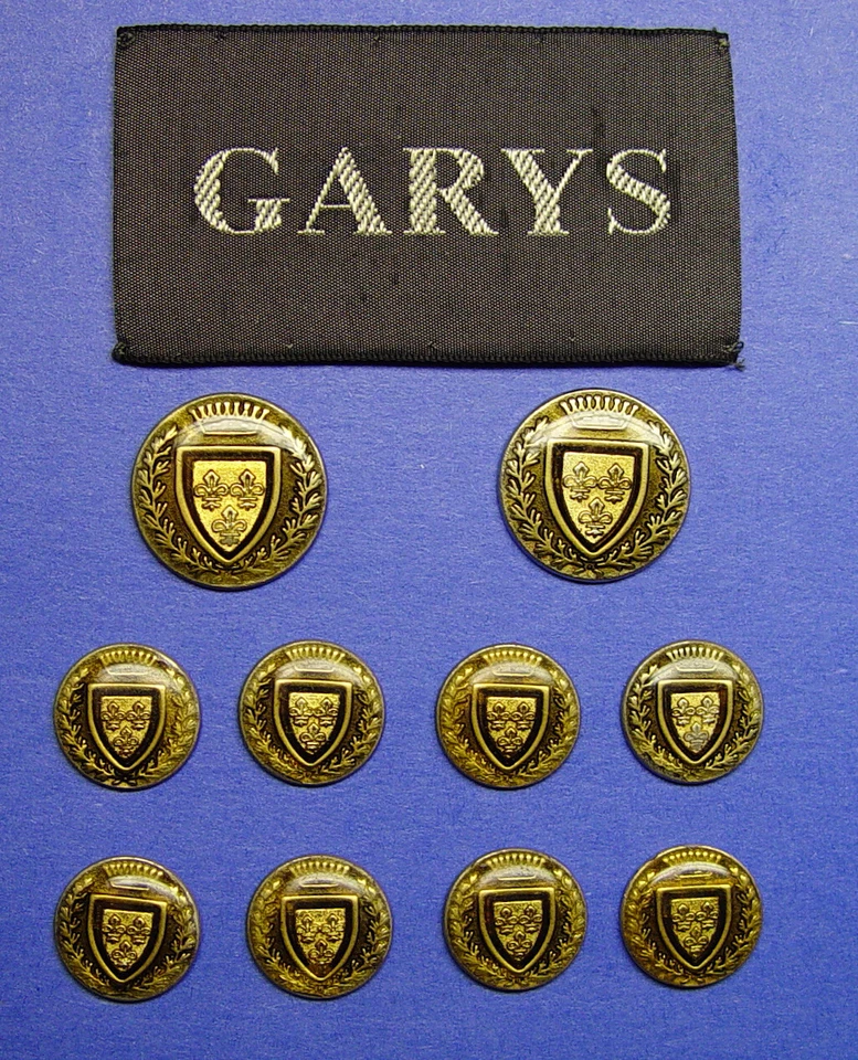 GARYS replacement buttons 10 Acrylic Faced metal buttons, Fair used aged cond. - Image 2 of 4
