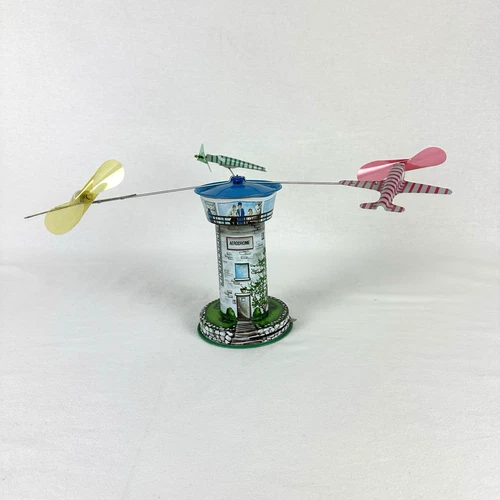 Schylling Aerodrome Airport Control Tower Vintage Wind Up Tin Toy With Airplanes