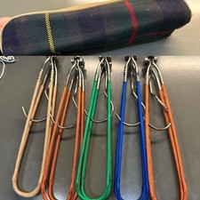 Set 5 WWII-Era Cloth Covered Metal Folding Travel Hangers Original Case DRP