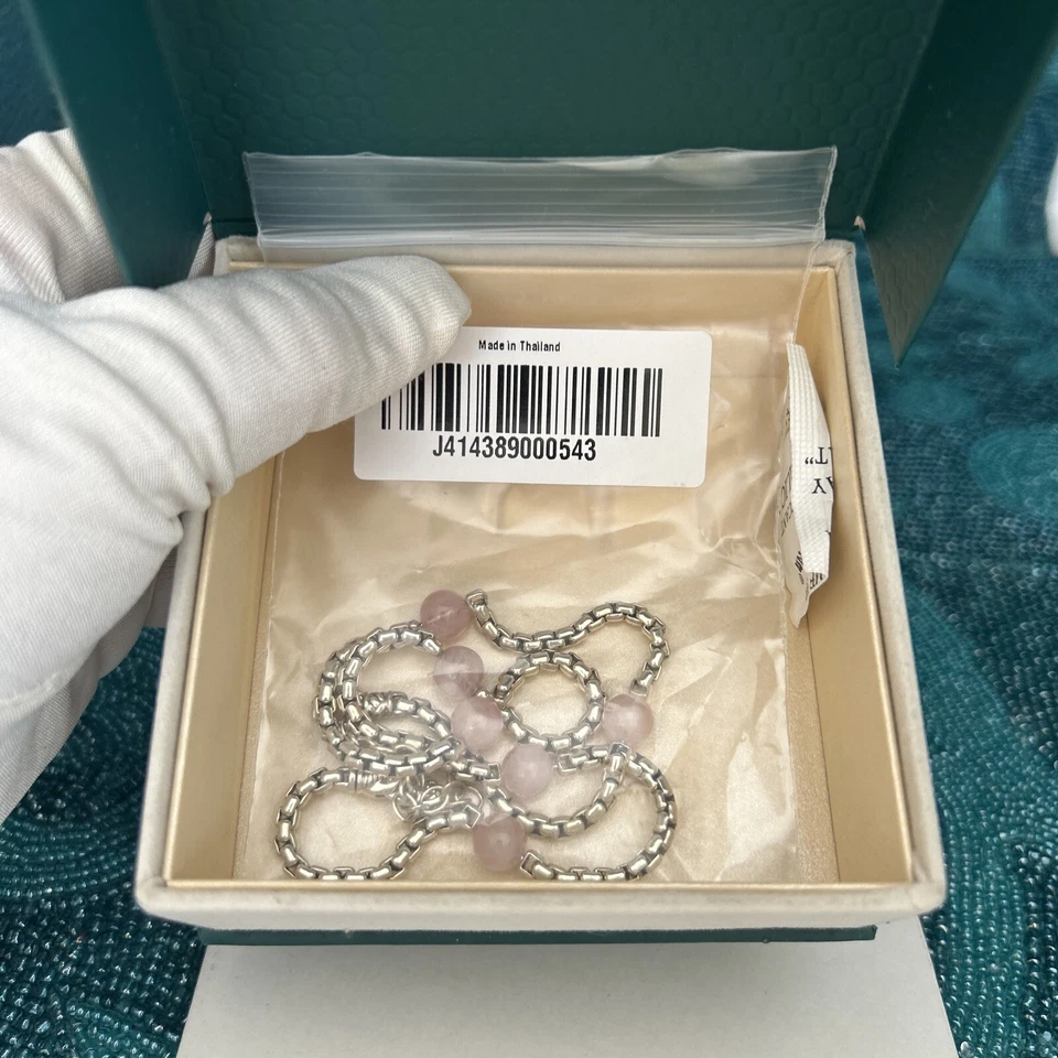 COLLAR CADENA CAJA CUARZO ROSA 925 PLATA ESTERLINA JAI JOHN HARDY NUEVO Foto 2 de 4