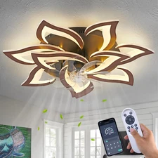 Modern Ceiling Fan with Lights Remote Control, 32" Wood Ceiling Fan with Light,