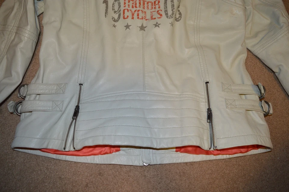 Harley Davidson Spring Brook 2014 White Leather Riding Jacket - Women’s XL NICE! - Image 3 of 4