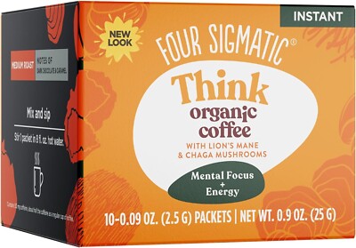 Vier Sigmatic Pilzkaffee mit Löwenmähne & Chaga, USDA Bio, 10 Beutel