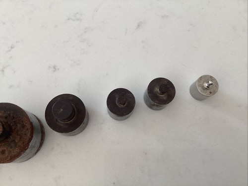 VINTAGE GRAMS CALIBRATION SCALE WEIGHTS IN WOOD HOLDER BOX Set Of 6 Old - Picture 4 of 12