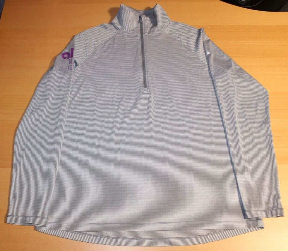 Pullover para mujer Under Armour suelto cuerpo rayas 1/4 cremallera manga larga LG grande gris Foto 2 de 4