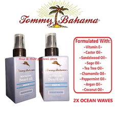 2x Tommy Bahama Beard Mustache Oil OCEAN WAVES Castor Vitamin E Tea Tree Argan