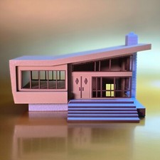 Belmont Retro 1960s Mid Century Modern Scale House HO 1:87 Scale Built Train