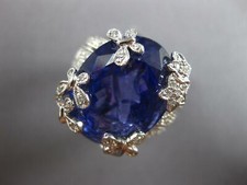 EXTRA LARGE 22.9CT DIAMOND & AAA TANZANITE 18K WHITE GOLD OVAL MULTI FLOWER RING
