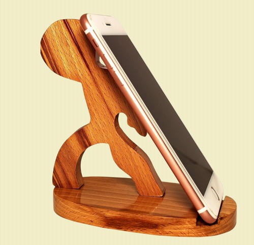 Wooden Mobile Cell Phone Stand Holder for All Type of Smartphones and Tabs - Photo 3 sur 6