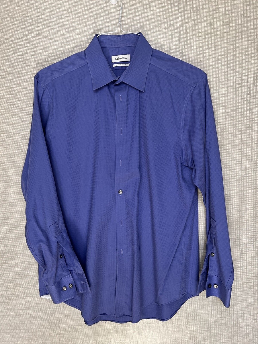 Calvin Klein Mens Slim Fit 16 32/33 Purple Casual Business Formal Dress  Shirts | eBay