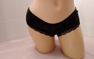 Panties Victoria's Secret XS Very Sexy Cheeky Black Sequins Lace Trim Sheer Back