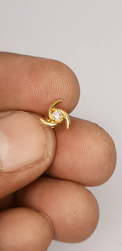 Diamant Nase Anstecknadel 14K Gelbgold Schraube Hinten Schmuck für Damen Ring - Bild 4 von 4