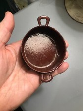 RARE MINIATURE SALESMAN SAMPLE RED BROWN MINT POT GRANITEWARE ENAMELWARE ANTIQUE