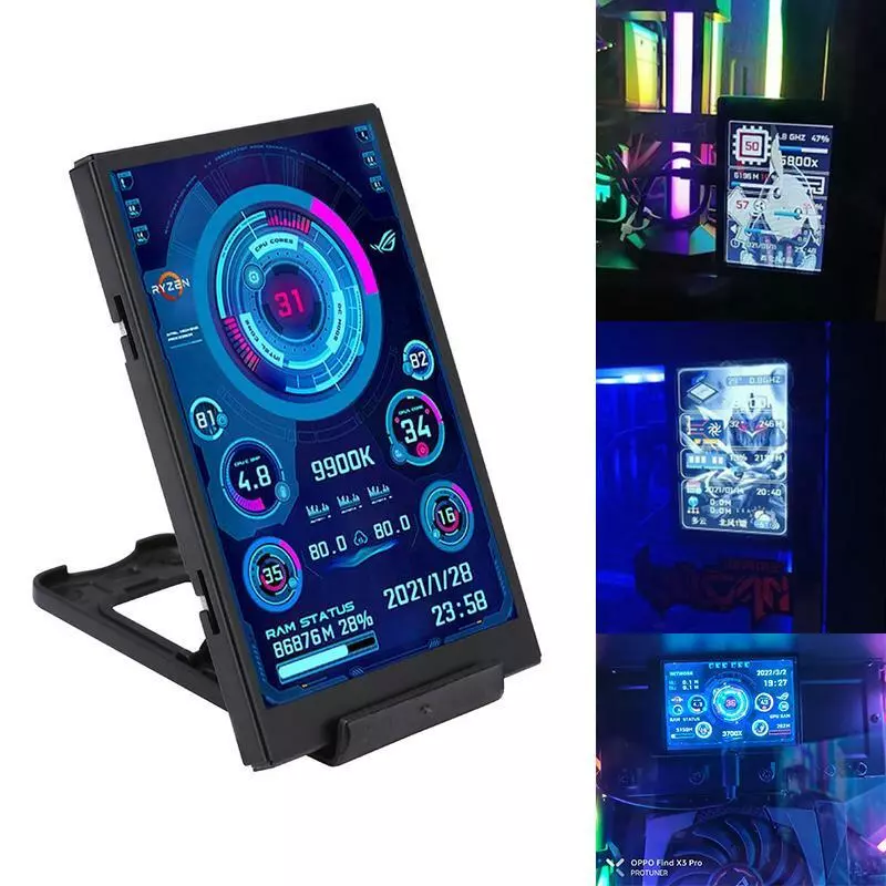 HD LED Display Board For Pc Case Computer Performance Monitor Screen Cpu Gpu Ram
