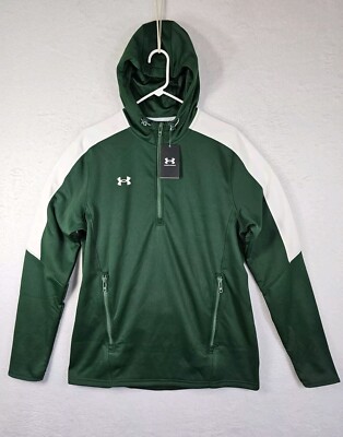 Under Armour Hoodie Mens Med Loose Green 1/4 Zip Pullover