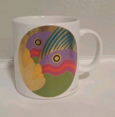 VINTAGE LAUREL BURCH CARIBBEAN COCKATOOS BIRDS COLLECTIBLE MUG BRIGHT COLORS