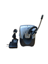 Plantronics CS70N Silver Ear-Hook Wireless Headset w/Adapter Charge Base Working