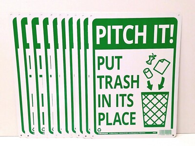 PITCH IT! PUT TRASH IN ITS PLACE - Keep Area Clean Sign - Hillman METAL 840152