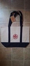  4 Bags Trader Joe's Reusable Canvas Large Tote Bag Heavy Cotton Blue White