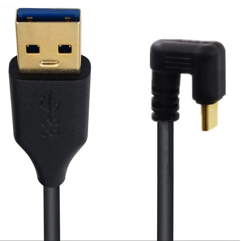 USB 3.0 A Male to Type C 3.1 U Shape Fast Charging Data Adapter Cable 5Gbps Gold - Image 3 of 4