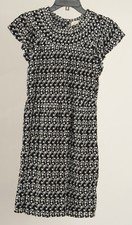 Loft Women’s Dress Small Black White A Line Short Sleeve Lined Pullover