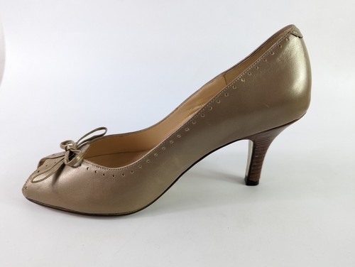 Van Dal Gold Leather High Heel Open Toe Shoes Uk 4.5 Worn Once - Picture 2 of 6