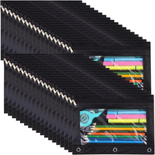 36 Pack Zipper Pencil Pouch for 3 Ring Binder with Clear Window for School and O