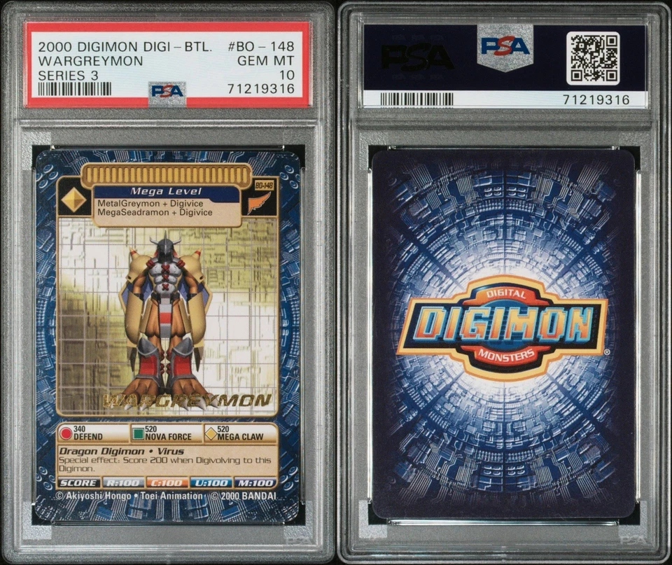 WARGREYMON Digi-Battle Card Series 3 BO-148 PSA 10 Gem Mint Gold Digimon POP 7! - Image 3 of 3