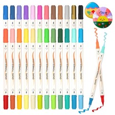 48 Colors Dual Tone Acrylic Paint Markers, 24 Pack Acrylic Paint Pens Set for...
