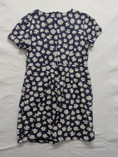 Old Navy Womens Daisy Print Short Sleeve Dress L Navy Blue