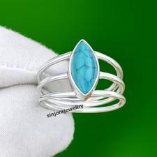 Turquoise Gemstone 925 sterling silver handmade Gift Ring US size 5 to 13