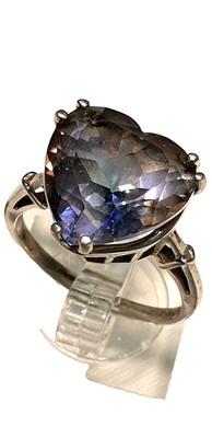 925 Silver Ring by Harry Ivens Heart Shaped Large Topaz Mystic Topaz RG 60/19
