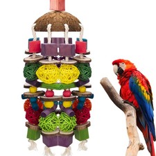 EBaokuup Large Bird Parrot Toys, Multicolored Wooden Blocks Chewing Toy...