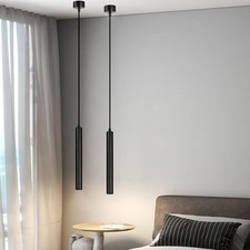 Modern LED Pendant Light Black Cylinder Ceiling Lamp Bar Kitchen Set of 2