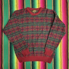 Vintage Eddie Bauer 100% Sheep’s Wool Made In USA Plaid Sweater