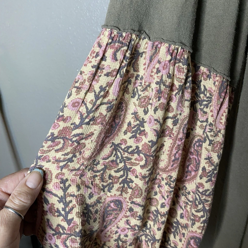 Women's We The Free Jade Top Green Long Puff Sleeve Pocket Size Medium - Image 4 of 4