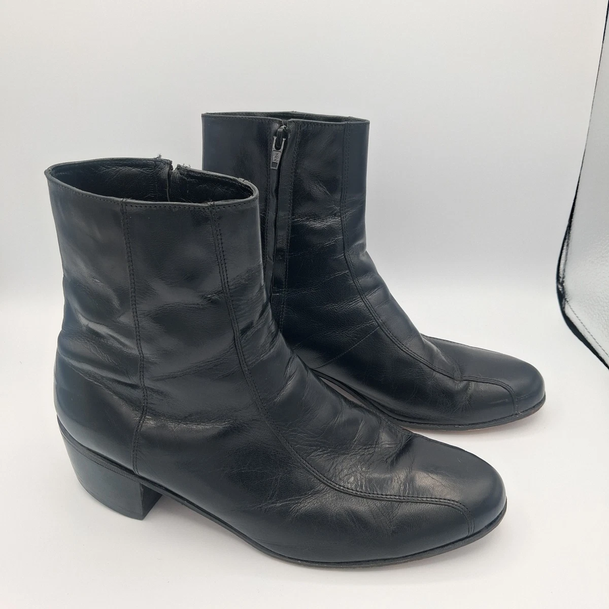 Florsheim Midtown Black Leather Square Toe Side Zip Short Boot Men 10 D Florsheim Men main image 4
