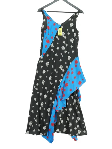 Maxi abito donna Kenzo UK 6 nero 100% poliestere maxi