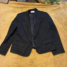VINTAGE Pendleton Blazer Womens 10 Black Wool One Button Lined Jacket USA Made