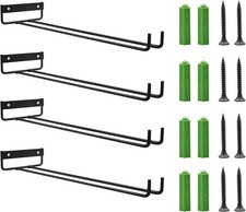 Set 4 ripiani portaoggetti da parete in vetro vino con steli appesi battuti