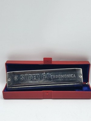 Hohner Super 64 Chromonica Chromonica chromatisch Vintage mit rotem Etui Sammlung