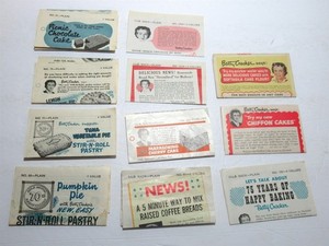 Lot 11 Vtg 50s In-Bag Recipes Strips Gold Medal Flour Betty Crocker 
