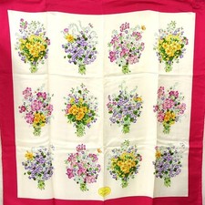 Gucci 100 Silk Scarf Floral Print Made in Italy Pink Yellow Green Women's Auth